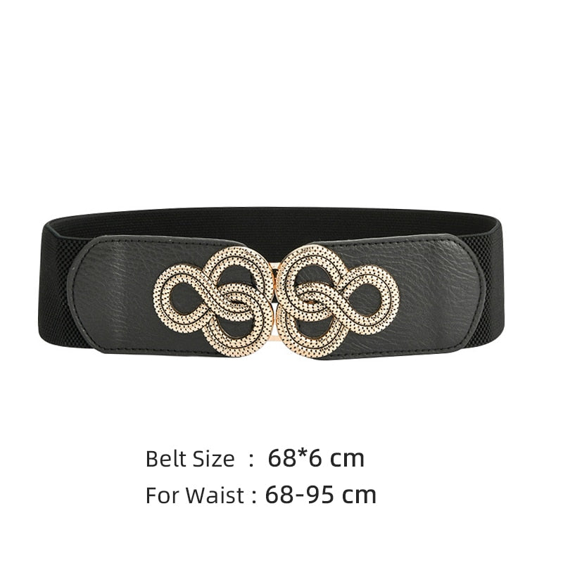 Plus Size Elastic Corset Belt Female Designer Belts For Women Waist Big Stretch Cummerbunds Vintage Buckle Wide Cinturon Mujer