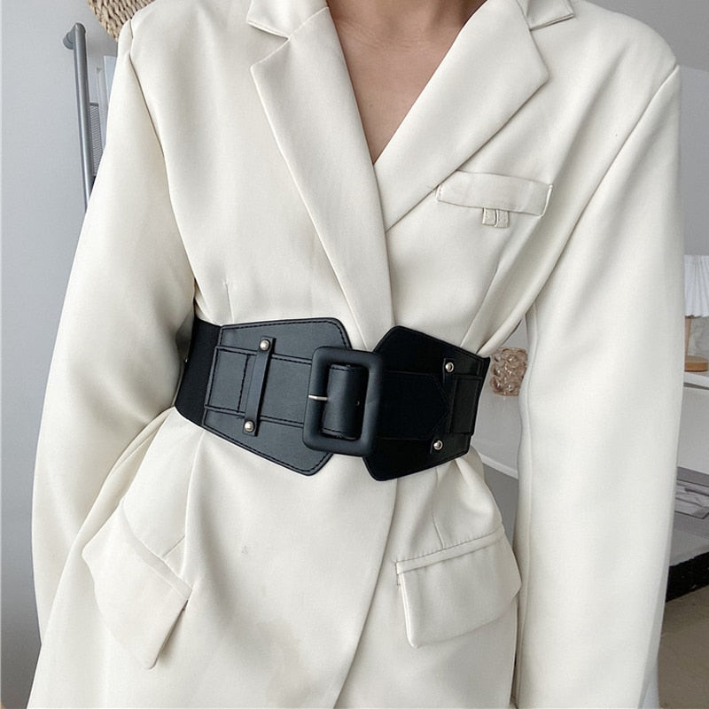 Wide Elastic Corset Belt Ladies Dress Suit Stretch Cummerbunds Plus Size Belts For Women High Quality Big Waistband White